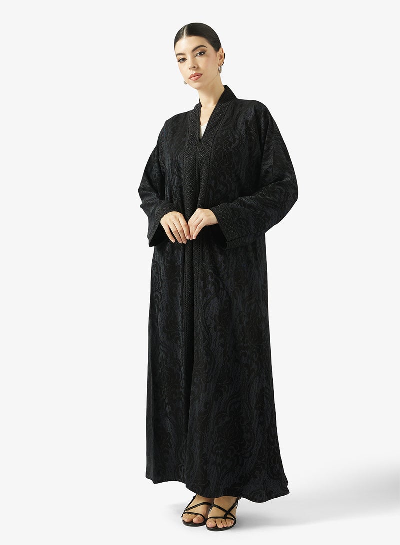 hayas closet Black Embellished Abaya With Sheila - Image 5